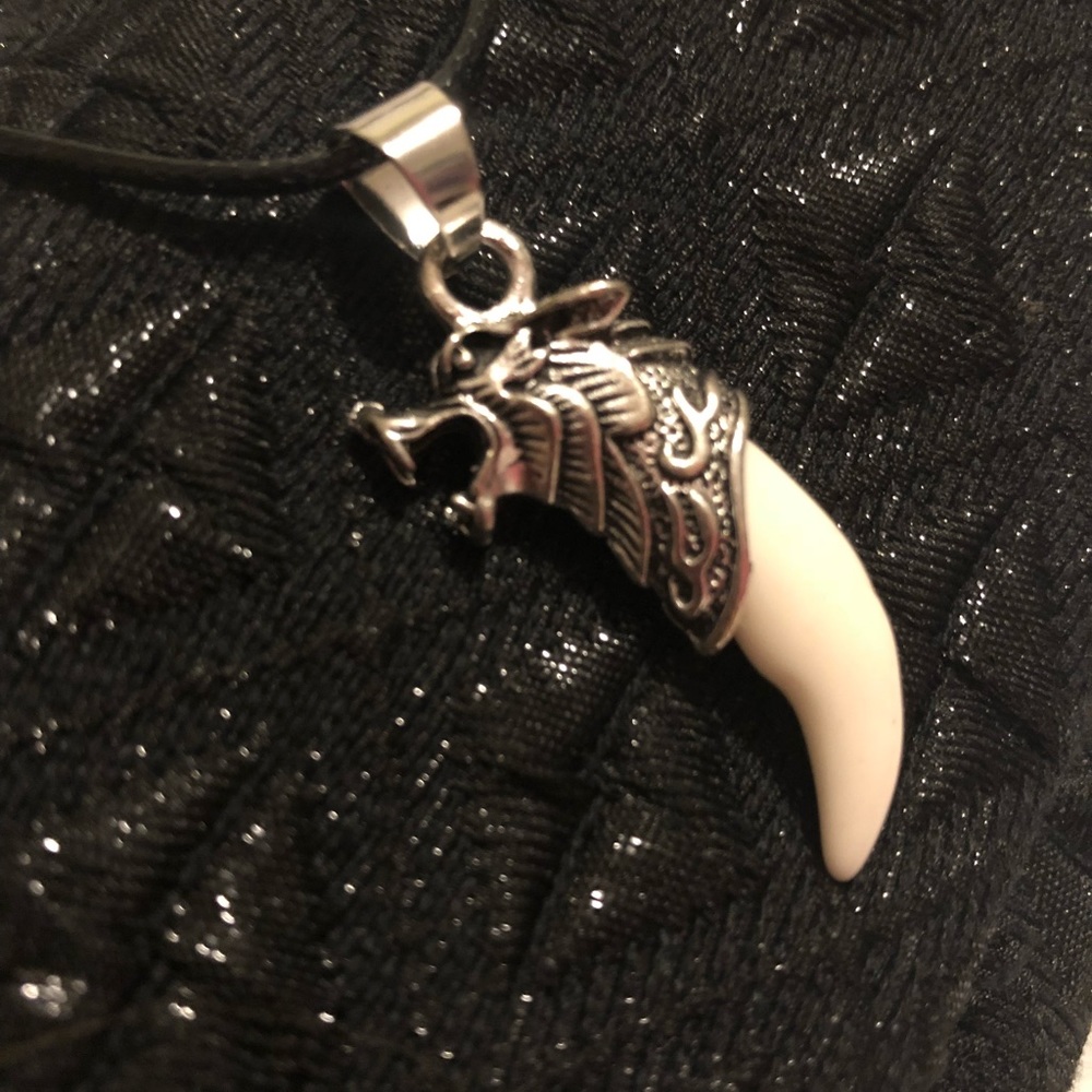 Rare wolf pendant tooth bone pendant